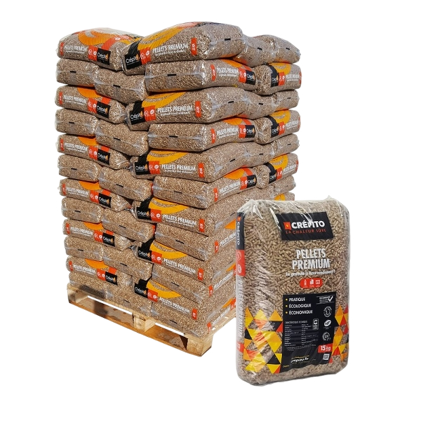 Granulés de bois CRÉPITO – Palette 72 sacs 15 kg – Qualité Premium 100 % naturelle