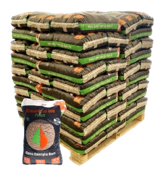 Granulés de bois ALPES ÉNERGIE BOIS – Palette 70 sacs 15 kg – 100 % résineux français