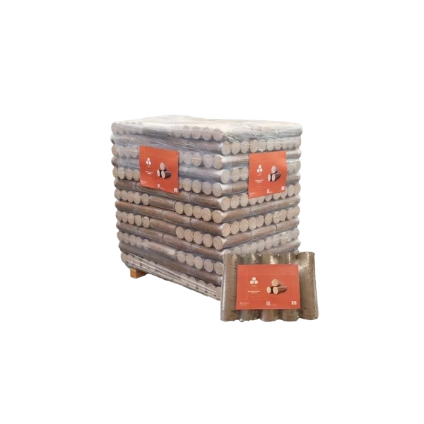 Bois densifié premium – Palette 96 paquets de 5 bûches compressées – 100 % naturel – 925 kg