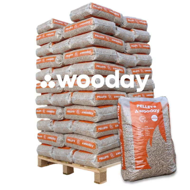 Pellets WOODAY – Haute performance – Palette de 65 sacs de 15 kg